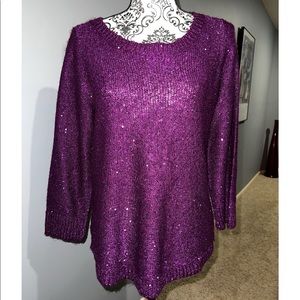 Anne Klein Purple sparkly Large Sweater